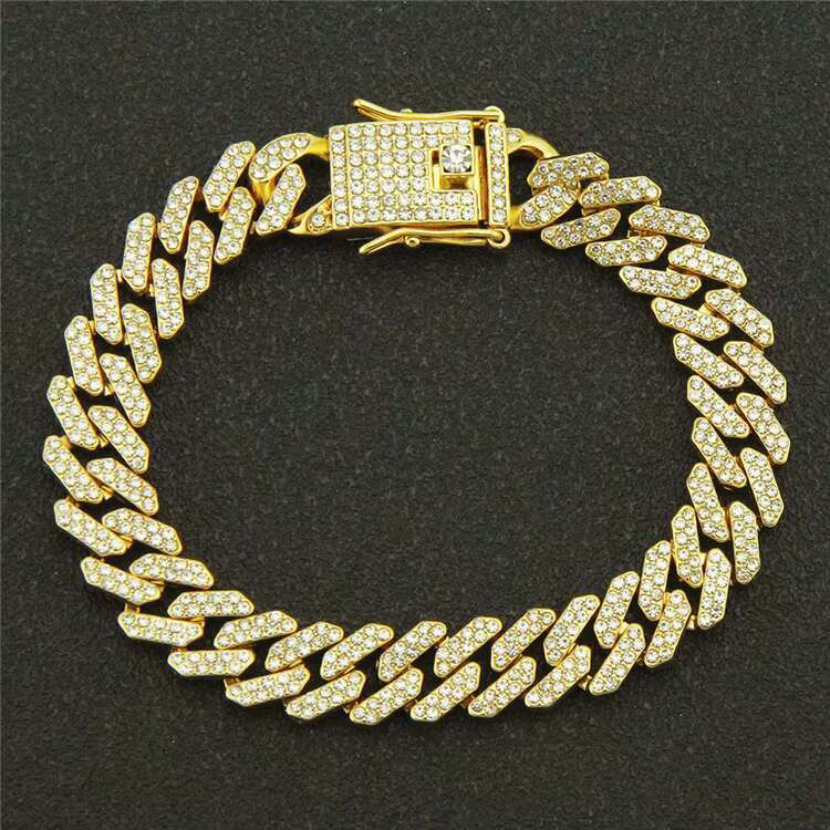 Iced Out 12mm Mens Miami Cuban Link Necklace Hip Hop Lad Diamond Bling Cuban Chain