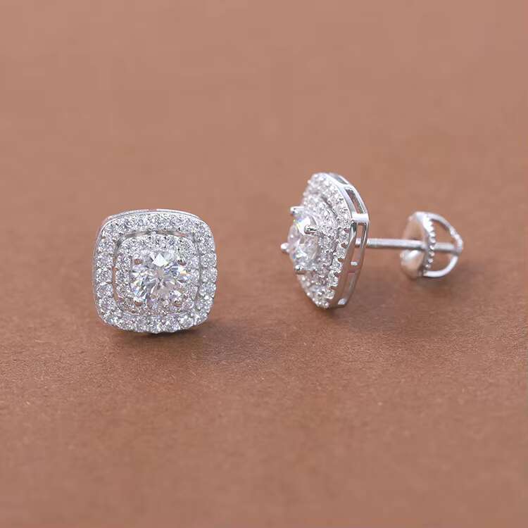 Fashion Moissanite Earrings Fine Jewelry 5mm Round Diamond Stud S925 Silver GRA Moissanite Hip Hop Stud Earrings for Men Women