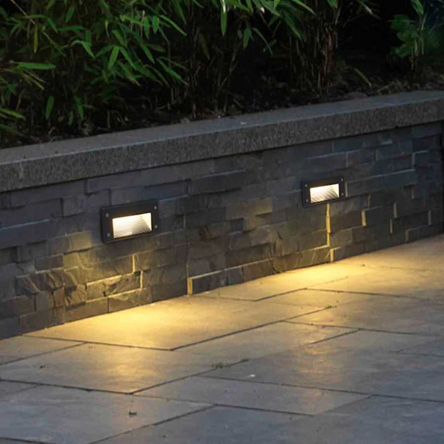 Thrisdar Waterproof LED Wall Light LED Step Stair Lights Outdoor LED Footlight Recessed Corner Lamp Exterior Garden Night LightXJ250624