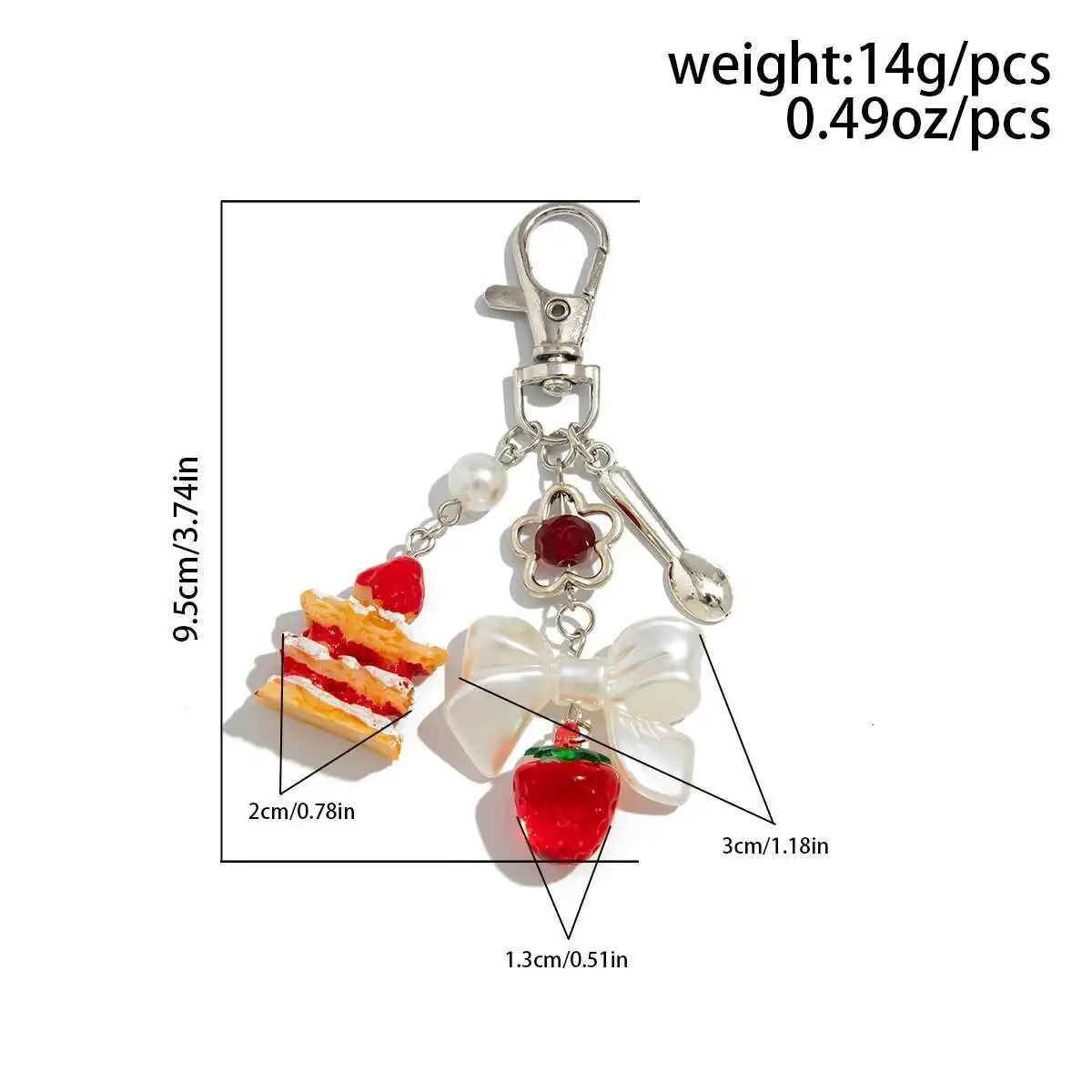 Ingemark Y2K Pretty Strawberry Bowknot Charms Pendant Key Chain for Women Insect Key Ring Jeans Pants Chain Handmade Jewelry 250625