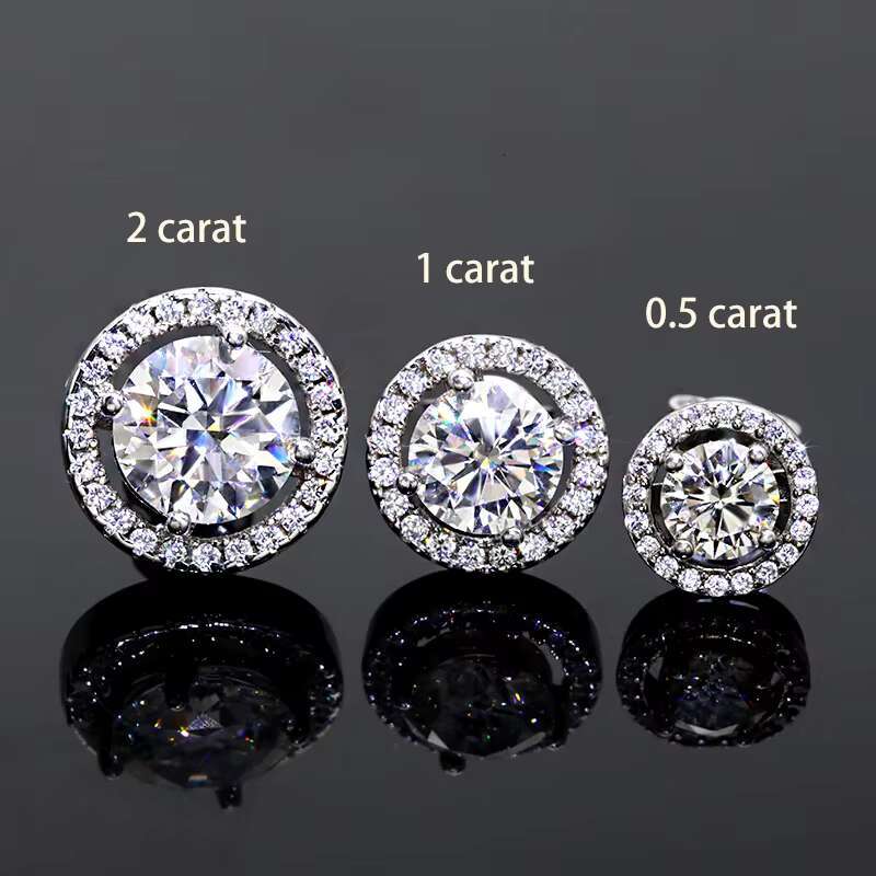 Delicate Sliver Earrings 0.5ct/1 Carat / 2 Carat Fashion Moissanite Jewelry Diamond Earrings VVS White D Moissanite Earrings