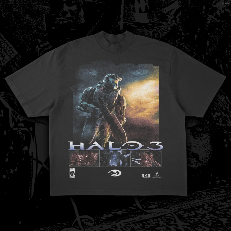 Men's T Shirts Classic Game Halo Printed T-shirt Summer Overszied Graphics Tee Cotton Short Sleeves Casual Hip Hop Top Clothing