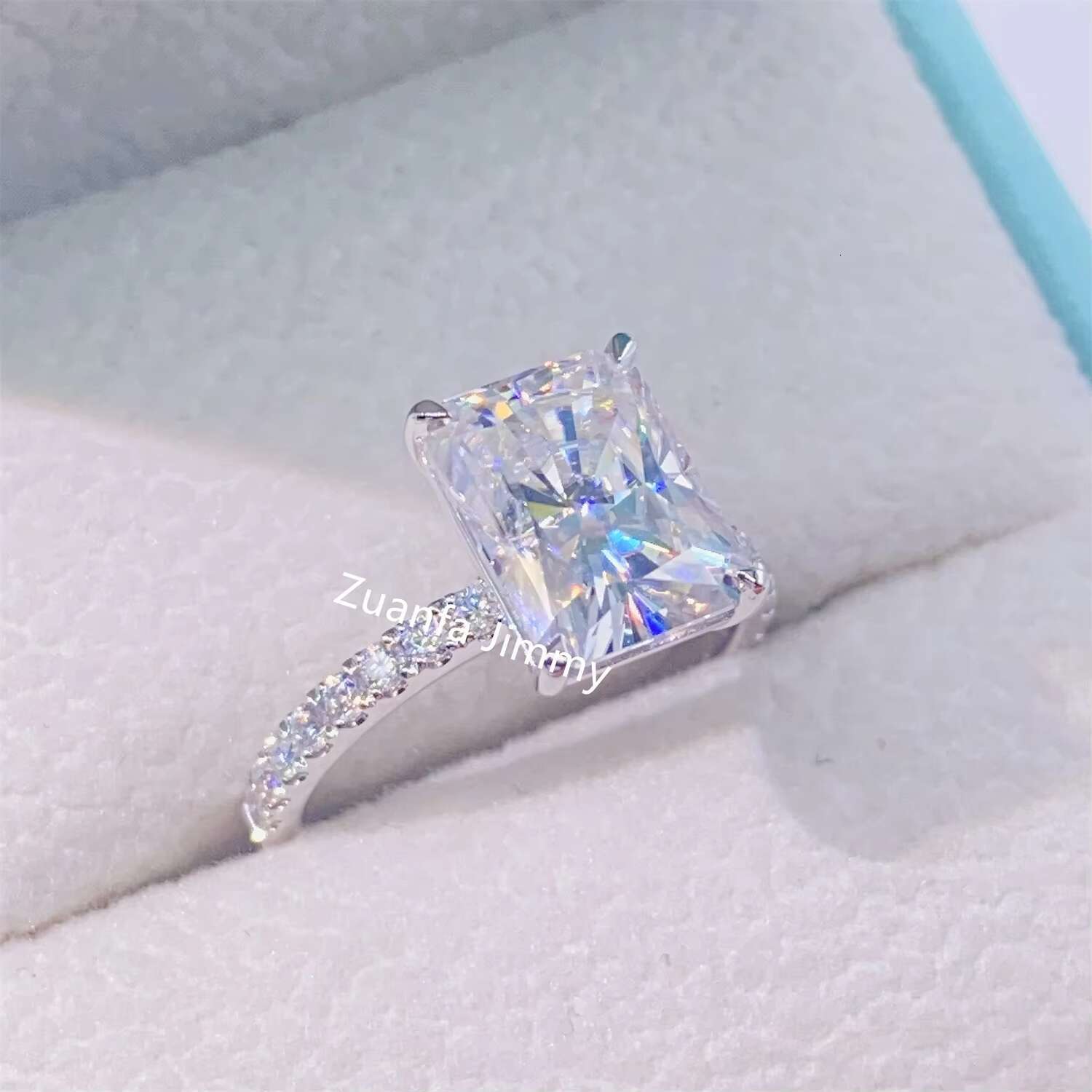 Luxury Classic Style Pass Tester Women Engagement Rings Jewelry 18k White Gold Au750 VVS1 Moissanite Diamond Rings