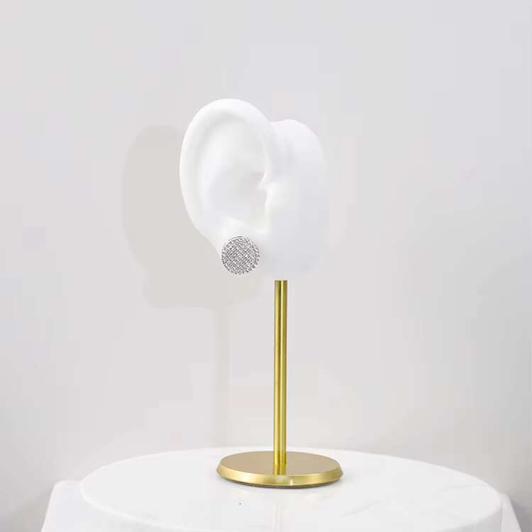 RTS Jewelry Stud Earring Shine D Color VVS Moissanite Diamond Gold Plated 925 Sterling Silver Stud Earring