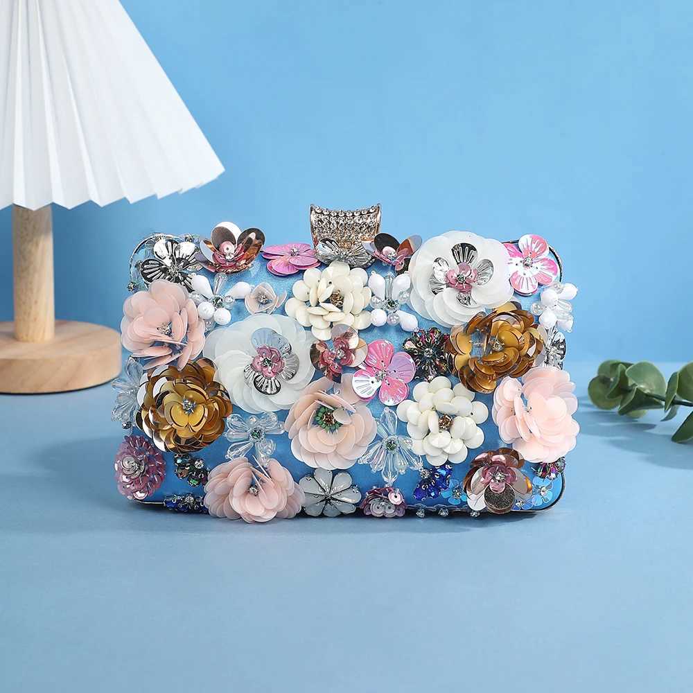 Flower Shape Ladies Evening Bag Diamond Handbags Women Banquet Dinner Clutch Bag Chain Small Square Bag M250625