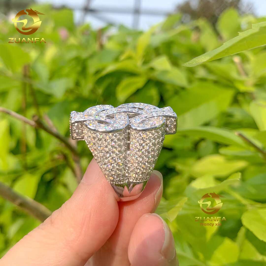 New Arrived Hip Hop Designer VVS Moissanites Iced Out Ring 925 Silver Sterling Jewelry Mens Dollar Ring