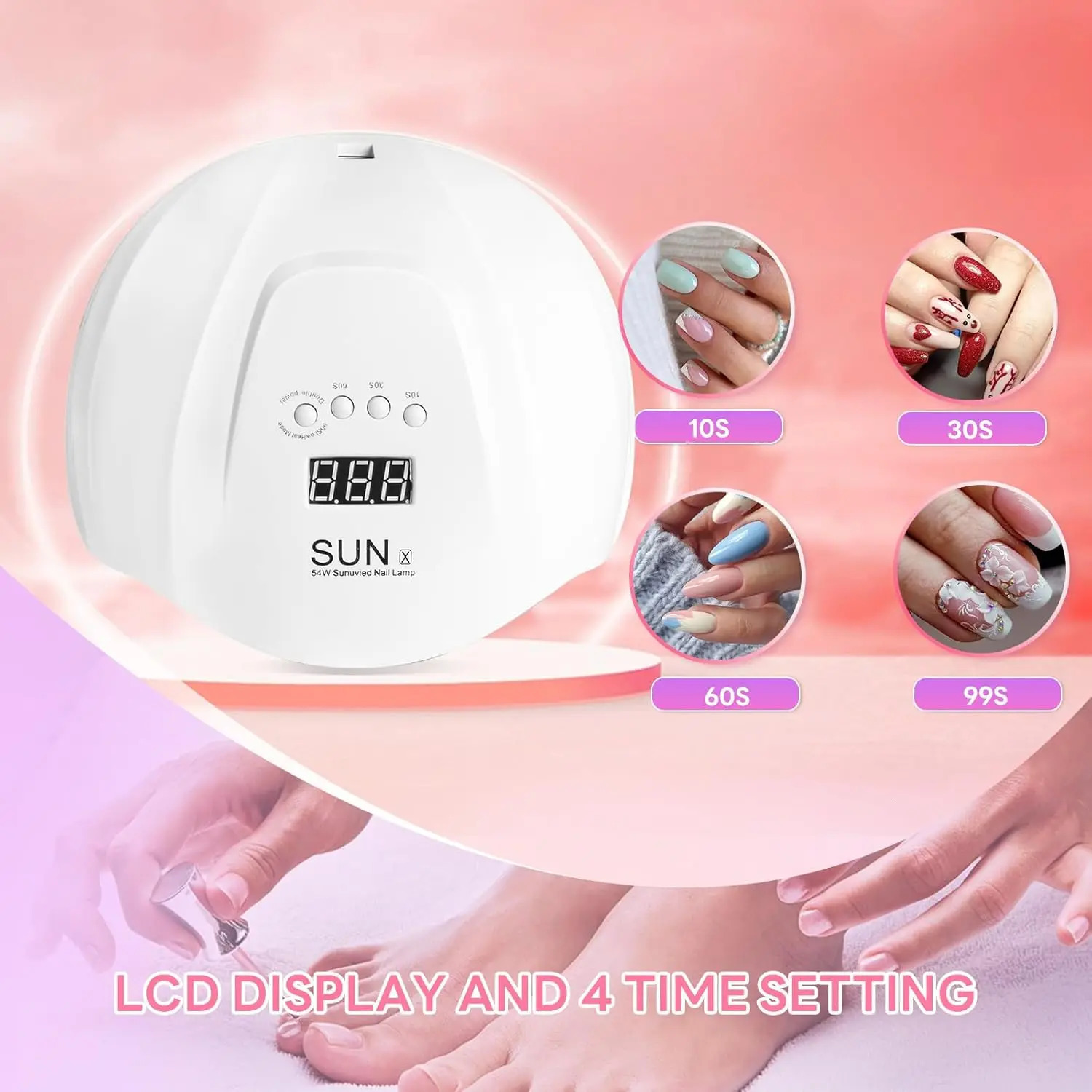 YIKOOLIN 54W UV LED Nail Lamp With 36 Lamp Quick Dry Nail Polish Dryer with 4 Timer Options for DIY Nail Art And Gel Nails 250625