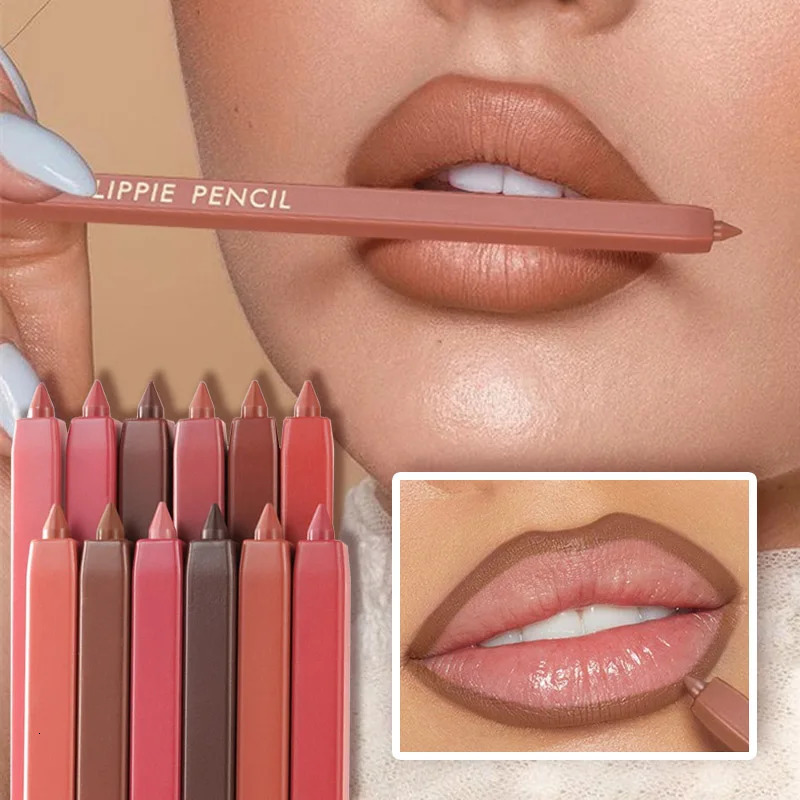 Matte Velvet Red Nude Lipliner Lipsticks Pen 12 Colors Natural Outline Lip Tint Contour Pencil Long Lasting Non Stick Cosmetics 250625