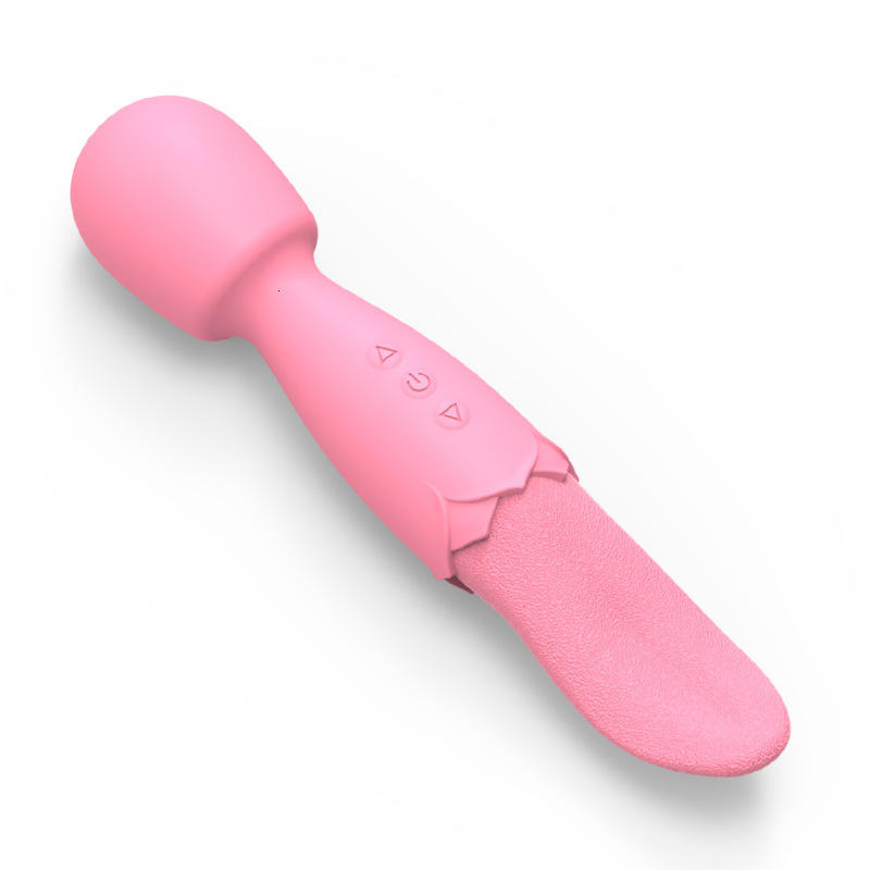 Adult Sex Toys Double-Ended AV Wand Tongue Licking Vibrator Massager for Women Masturbation Device