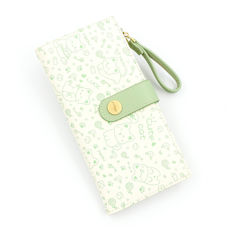 Free Shipping 2025 New Designer Bag Cross-border New Japanese Style Cute Cat Women's Wallet Long Student Card Holder Zipper Coin Purse Ladies Wal