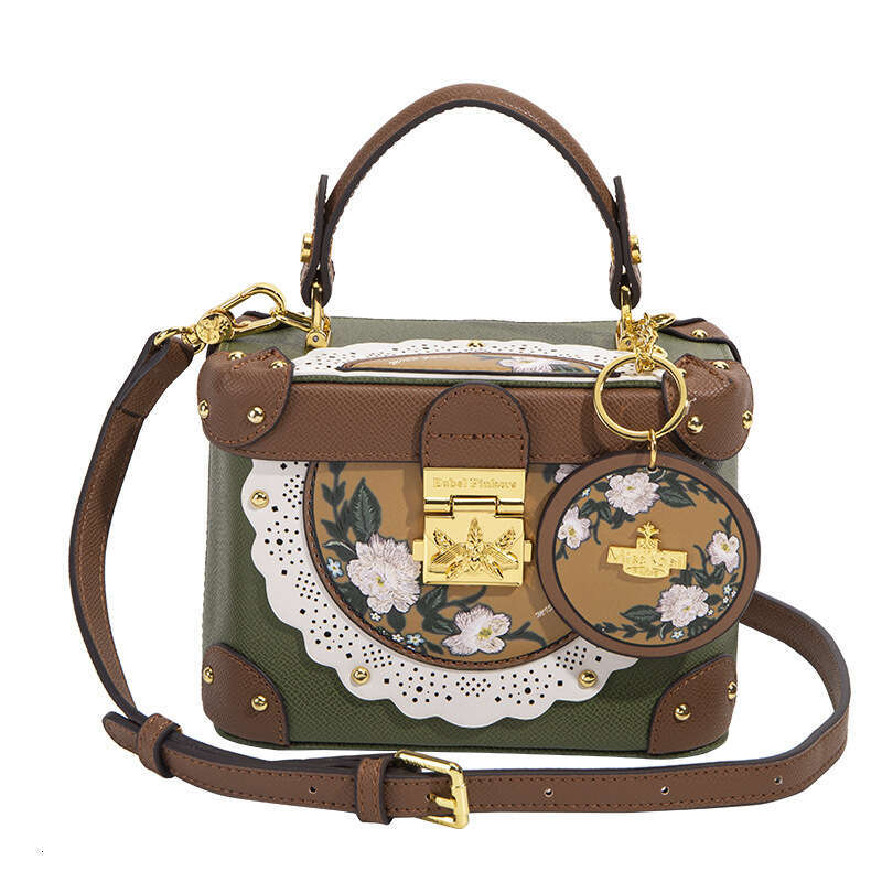 2025 Designer Bag Luxury Bag High Beauty New Retro Box Bag Handbag Exquisite Printed Crossbody Green Women's Bag