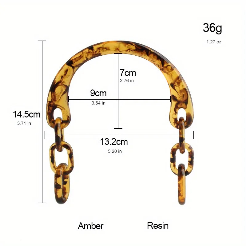 1PC 132cm145cm Beige Ushaped Resin Handbag Shoulder Bag Chain Acrylic Amber Decorative DIY Handle Accessories 250624