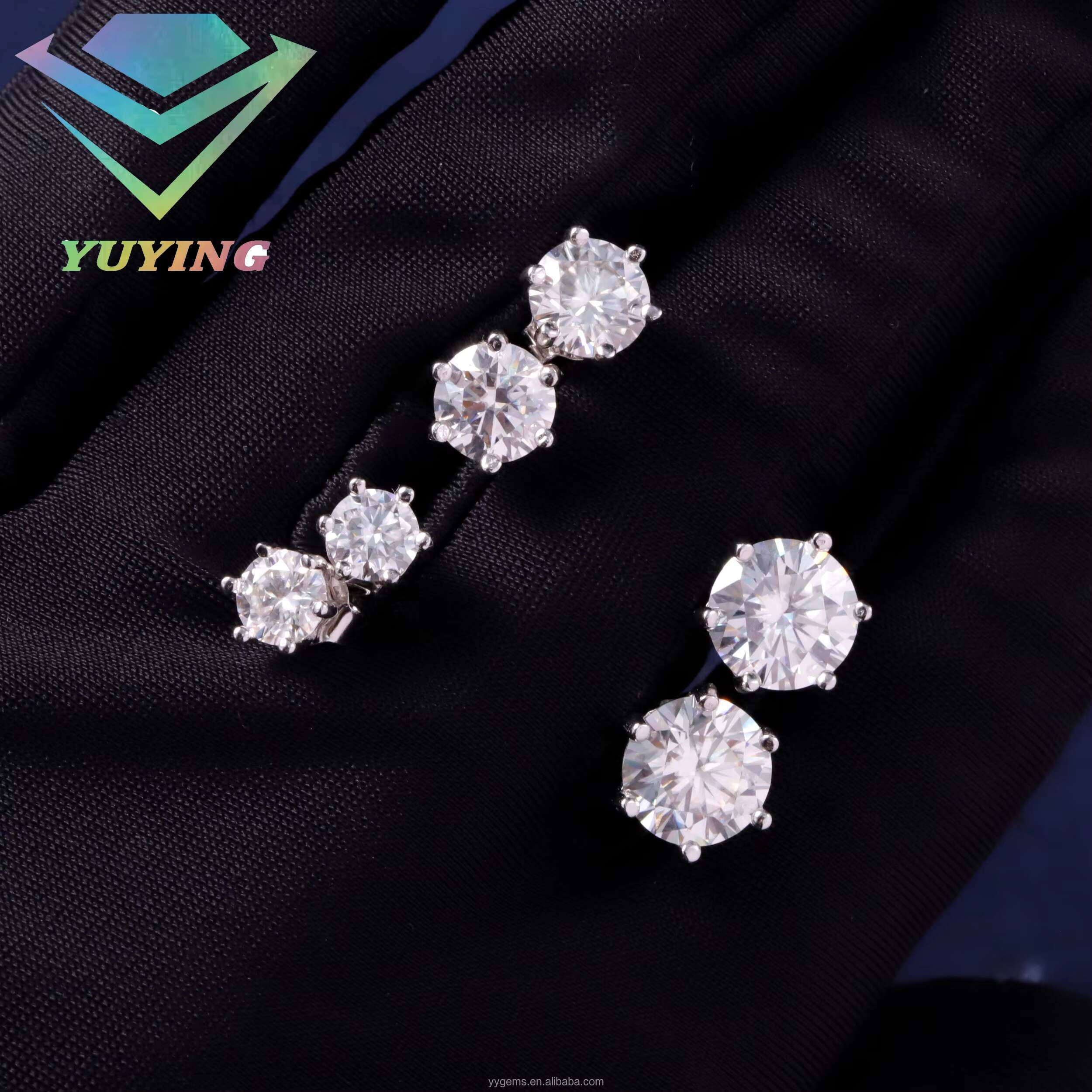 RTS Classic 6 Prongs Mossanite Earrings for Men Women 925 Sterling Silver 0.5ct-2ct VVS Moissanite Diamond Stud Earrings