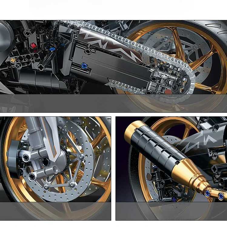NEW MOC Technical Platinum Motorcycle Model Building Blocks Kit for Adults Display Motorcycle Set for Adult Kids Birthday Gifts Y250628