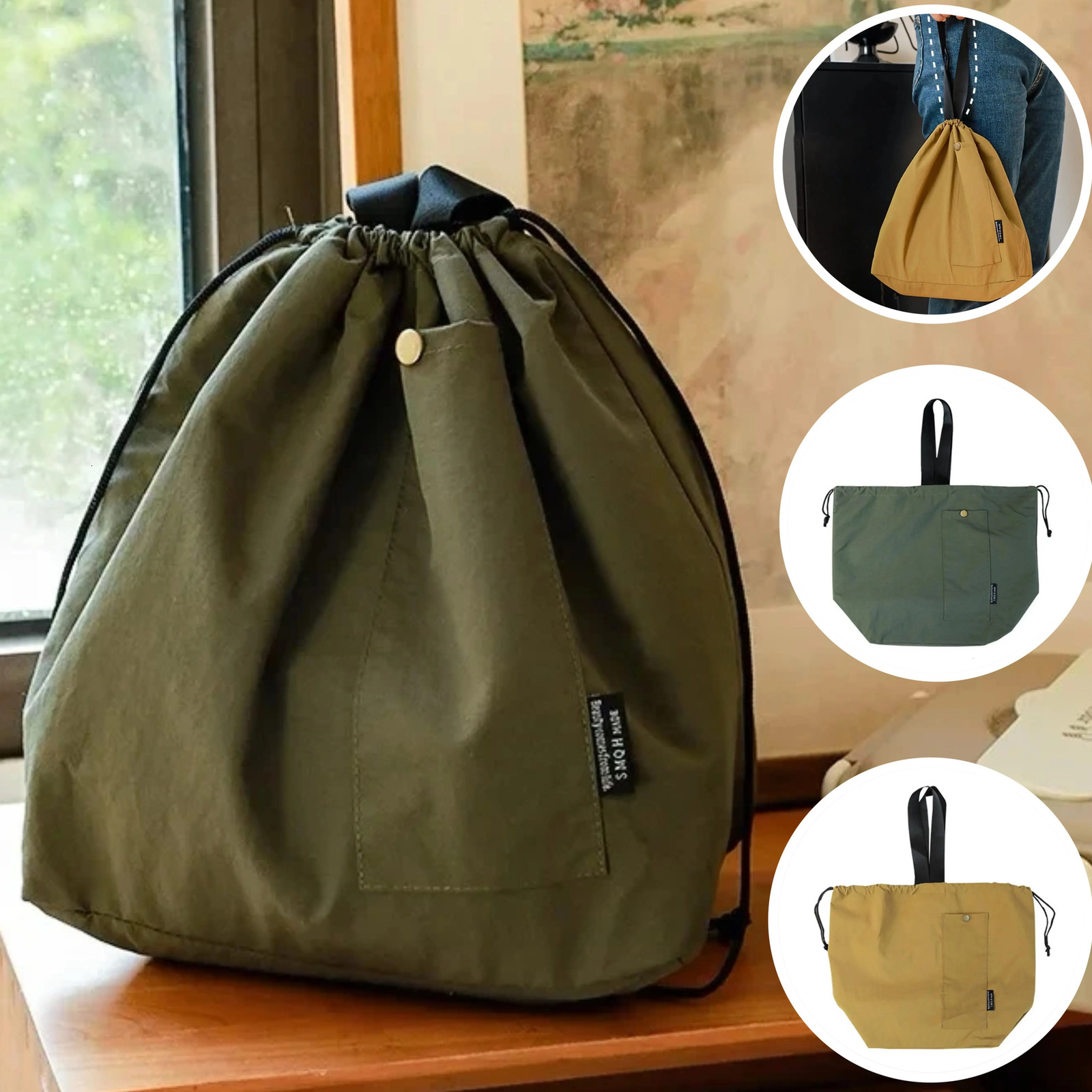 Insulated Lunch Bag Large Capacity Waterproof Wear Resistant Drawstring Portable Thermal Insulated Picnic Storage Bento Box Bag 250624