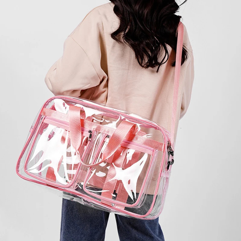 PVC Transparent Travel Duffle Bag Sports Portable Shoulder Crossbody Bags Outdoor Hikking Swimming Clear Shopping Tote Handbag 250624