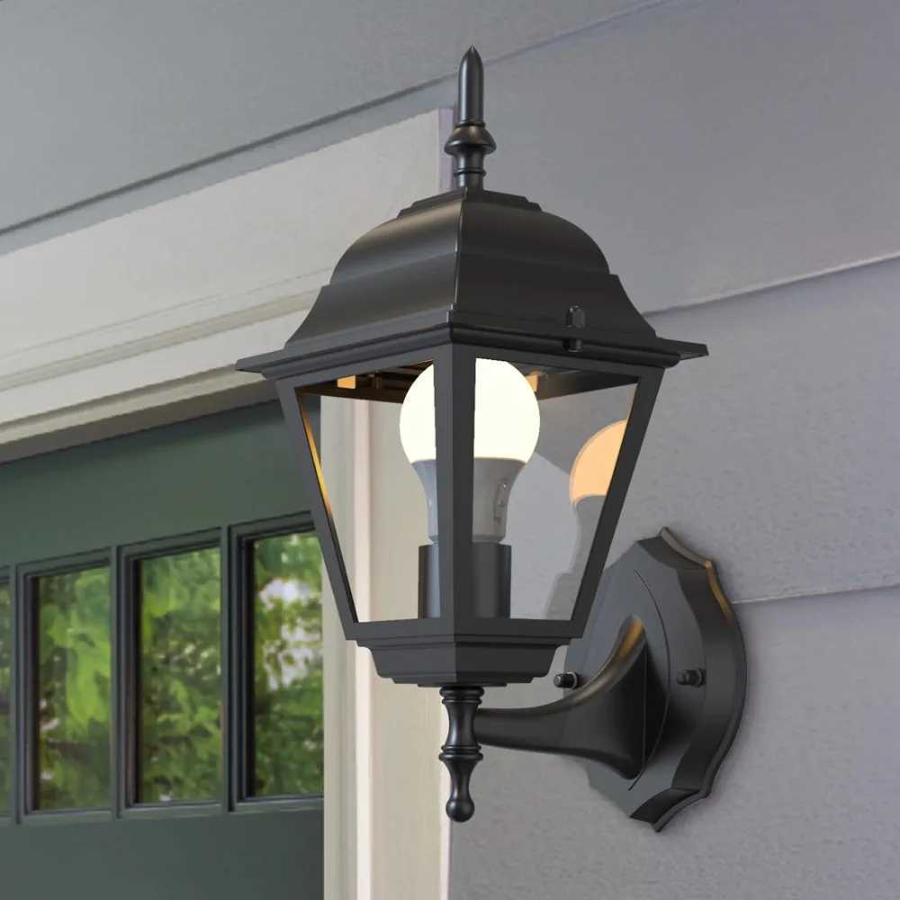 13.5 Classic Black Outdoor Coach Wall Light Clear Glass Lens Bulb Not Included Crafted from metal with Matte Black FinishXJ250624