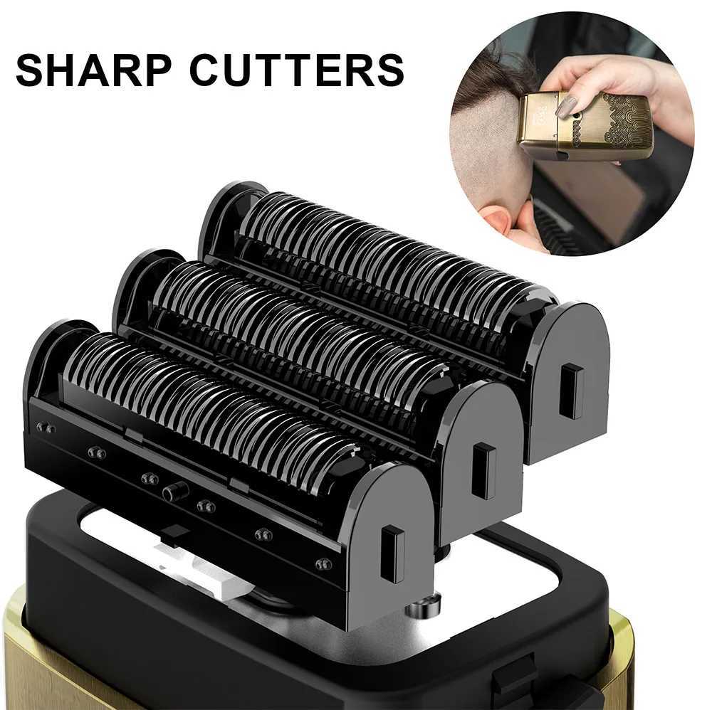 Hatteker Mens Electric Shaver 3-blade Waterproof Cordless Digital Display Metal Razor for Smooth Shaving USB Rechargeable W250625