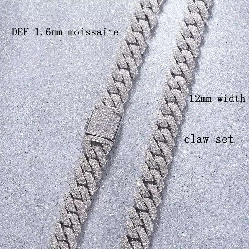 Starsgem Diamond Cuban Link Chain S925 Sterling Silver Moissanite Cuban Bracelet Hiphop Cuban Chain Necklace