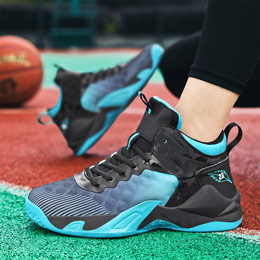 6958-Men's Basketball Shoes Fashion Sneakers Knitted Breathable Basketball Shoes Tennis Shoes Plus Size Men's Shoes Cross Border Four Season