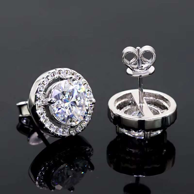 Delicate Sliver Earrings 0.5ct/1 Carat / 2 Carat Fashion Moissanite Jewelry Diamond Earrings VVS White D Moissanite Earrings
