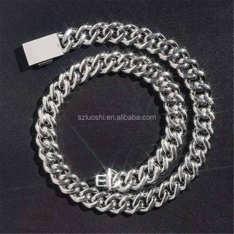 Best Selling Moissanite Diamond Necklace 12mm Hip Hop Jewelry 925 Sterling Silver Bracelet Men Women Iced Out Cuban Link Chain