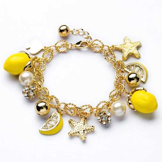 2022 New Arrival Bohemian Korean Fashion Starfish Pendant Lemon Fruit OL Lady Style Bracelet Women Bracelets Bangles Jewelry X250625