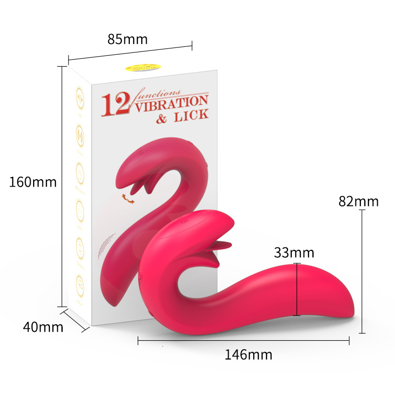 Adult Sex Toys Double-Ended Vibrating AV Wand Female Masturbation Toy Tongue Licker Massager