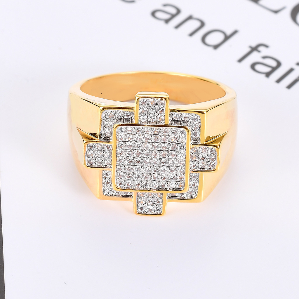 New Hip Hop Couple Rings Moissanite Creative Geometric Diamond Studded Trendy Fashion Rings Pass the Diamond Tester