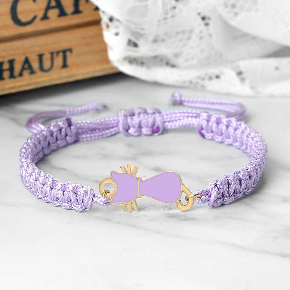New Wen Rope Bracelets Hand Woven Purple Thread Bracelet Cute Pendant Bracelet Vintage Daisy Flower Bangle Girl Jewelry X250625
