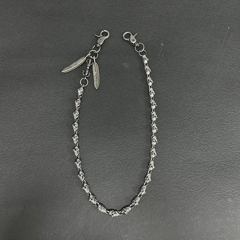 64cm Mens Waist Key Chain Retro Skull Metal Hip Hop Gothic Punk Skull Pants Jeans Bike Ride Wallet Key Ring 250625