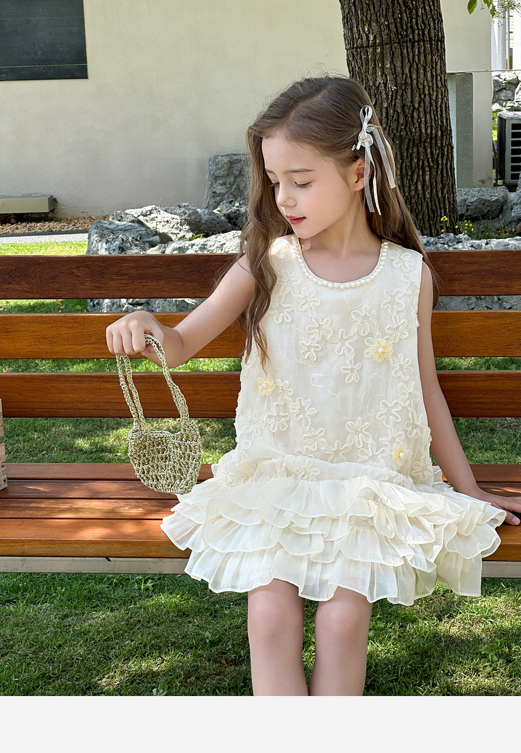 Girl's cake dress butterfly three-dimensional decoration dress casual dress vest dress birthday party dress, princess dress