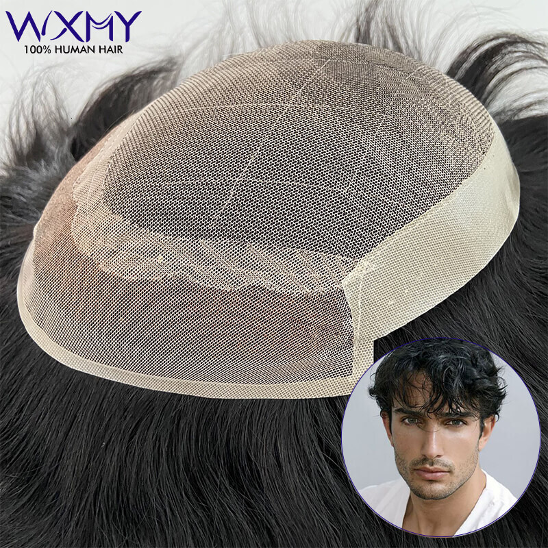 OCT-Base Hair System Wig For Men French Lace Male Hair Prosthesis Indian Human Hair Man Wig Toupee Natural Men's Hairpiece