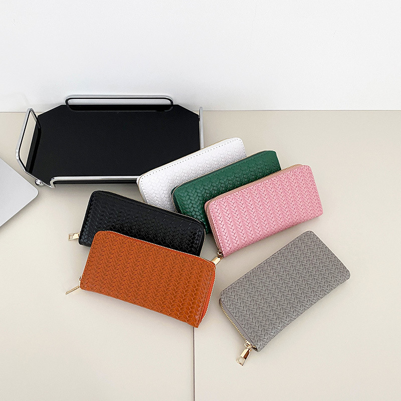 Free Shipping 2025 New Designer Bag New Women's Wallet Medium Long Zipper Clutch European And American Style Fashion Foreign Trade PU Leather Wov