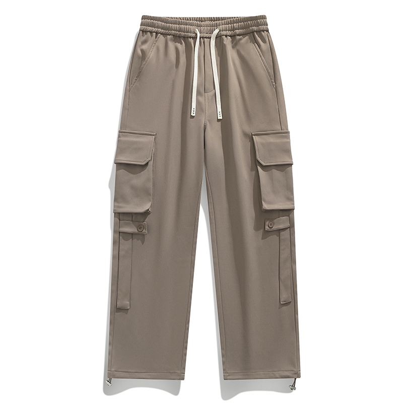 Men's summer lightweight sports pants casual work pants ice silk multi-pocket plus size straight leg pants for boys