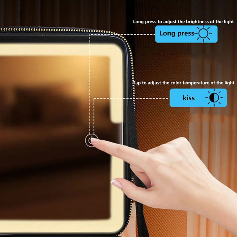 Smart LED Cosmetic Case With Mirror Travel Makeup Bag Large Capacity Female Beautician Skincare Product Makeup Case For Women 250625