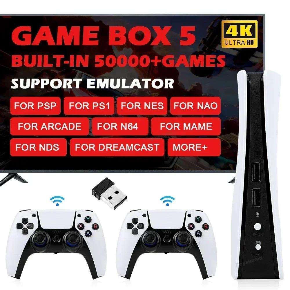 GB5 Video Game Console 256G 50000 Retro Games HDTV Box 5 with Two Gamepads 45 Emulators For PS1PSPNDSN64 Gaming Stick 250612