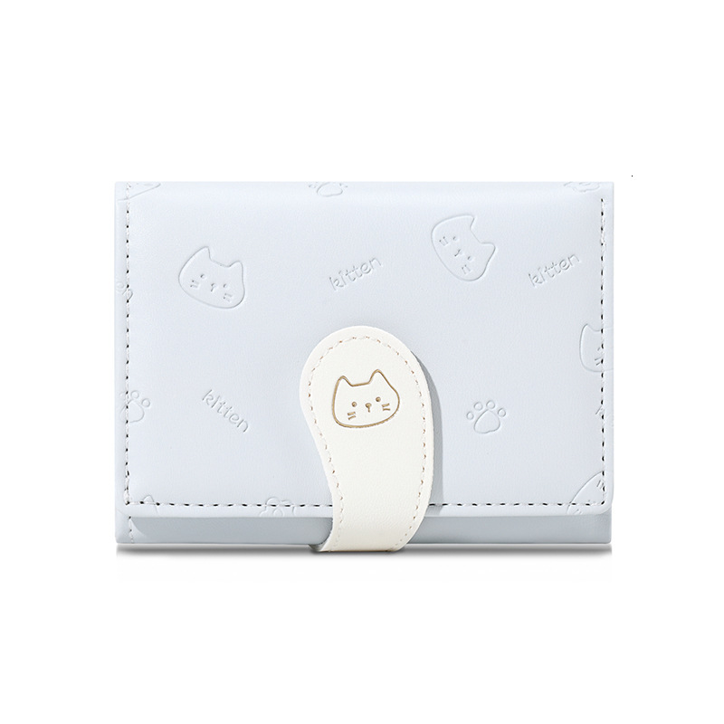 Free Shipping 2025 New Designer Bag Cute Cat Tail Women's Card Holder Wallet High-end Fashion Buckle PU Short Coin Purse Wallet