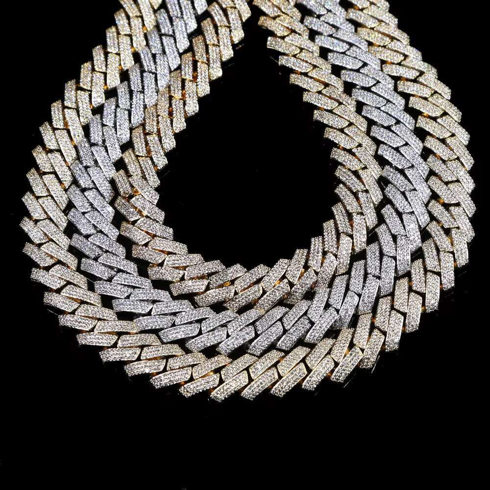 Custom 2022 New Fashion Luxury Hip Hop 925 Sterling Gold Plated Silver Iced Out Moissanite Cuban Link Chain