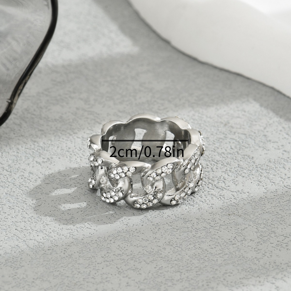 New Korean And Japanese Style Simple Band For Women Cross Inlaid Design Index Finger Ring