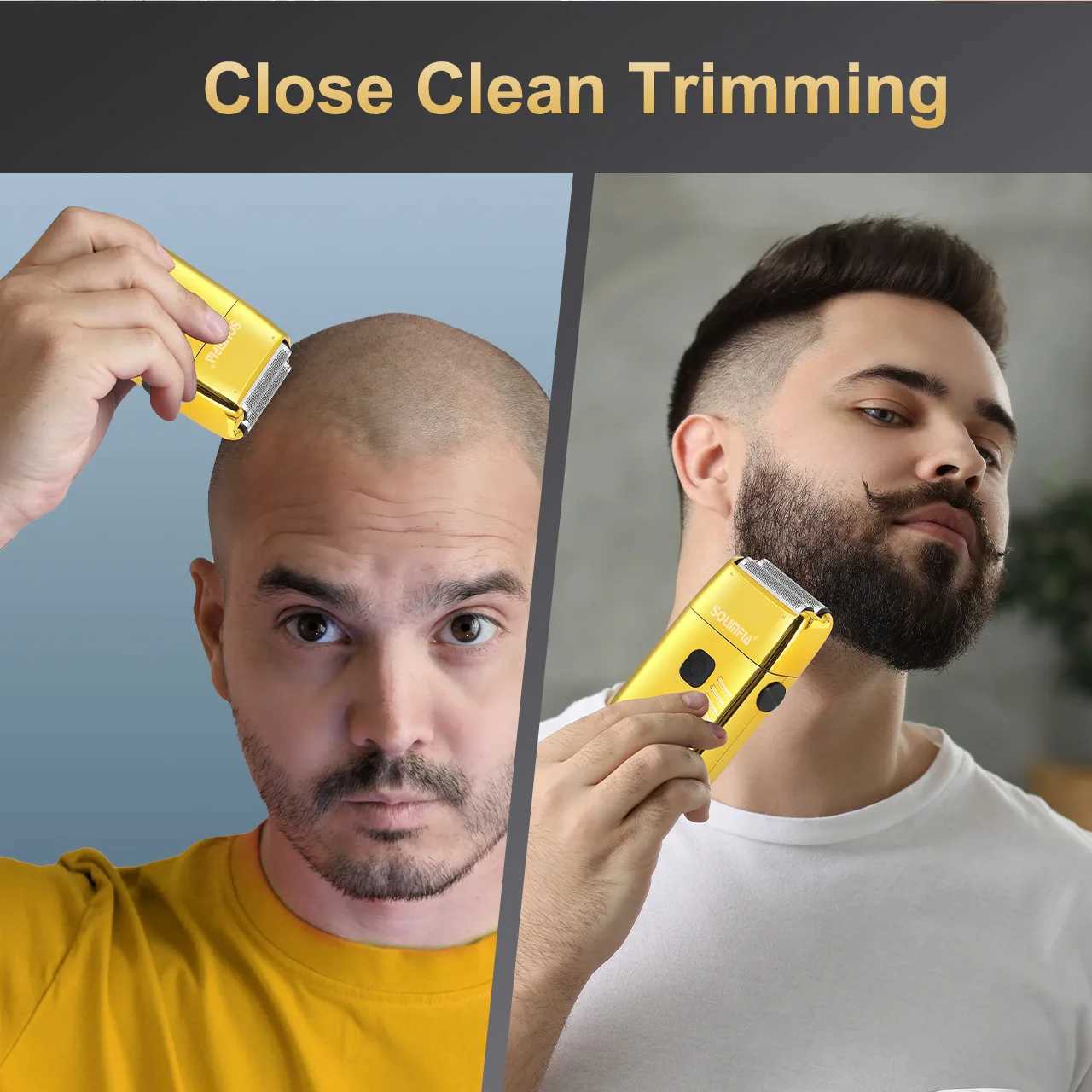 Solimpia Hair Shaver Double Blades Shaver Electric Shaver Razor Mens Close Bald Head Barber Trimmer Rechargeable for Quick Shave W250625