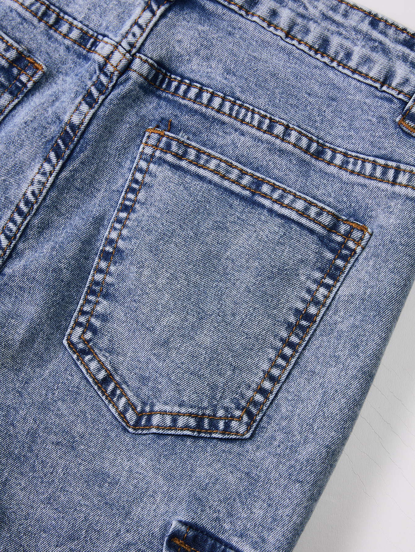 Girls' Light Blue Skinny Jeans - Fashionable Casual Denim Trousers with Stacked Design