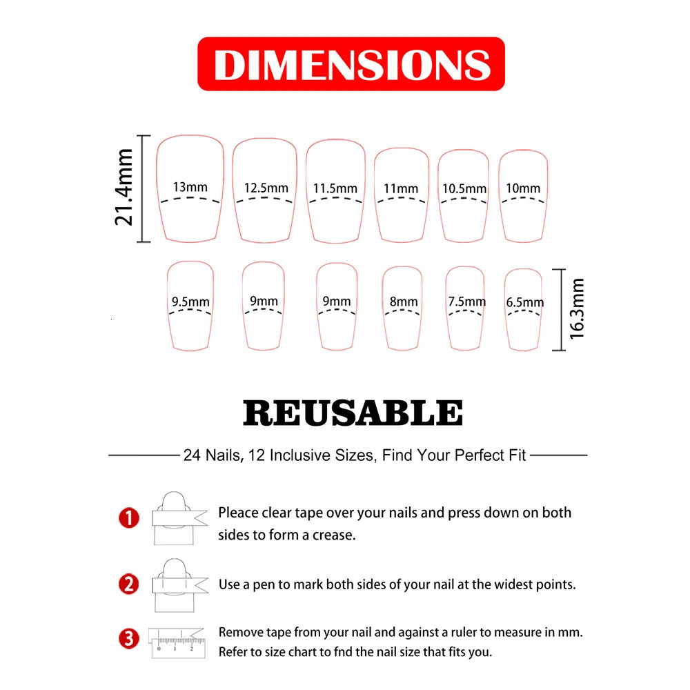 24PcsSet Women Girls Short French Light Blue Pink Dual Color Glossy Surface Full Coverage Wearable Fake Nail Press on Nail Art 250625