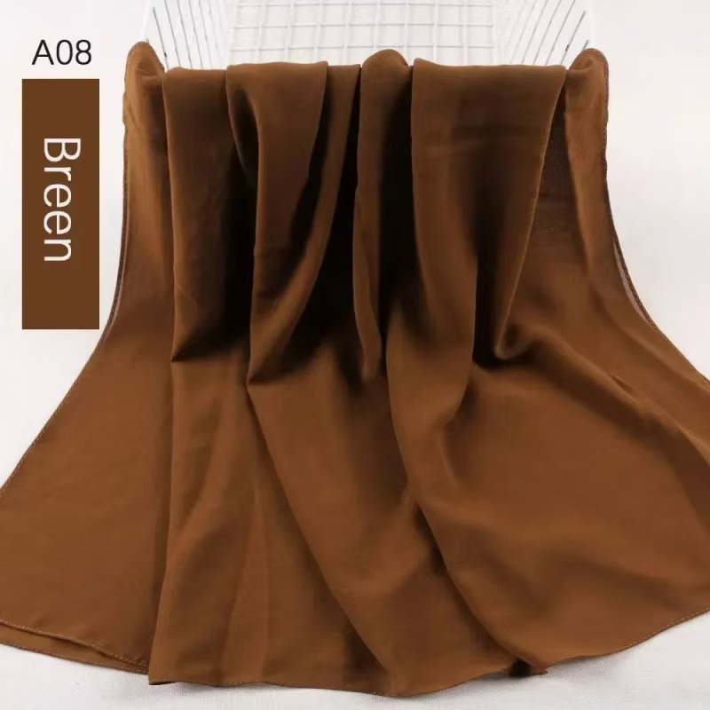 T1061 High Quality Muslim Pearl Chiffon Veil Long Scarf Malay Hijab Scarf Middle East Shawl Scarf