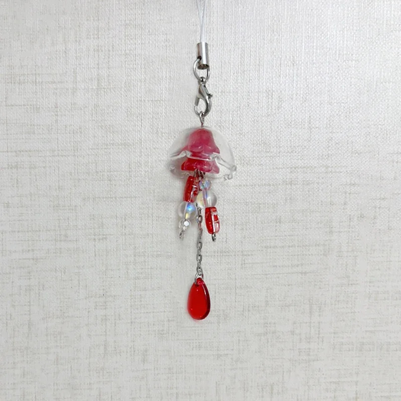 Handmade jellyfish mobile phone charm y2k original keychain 250625