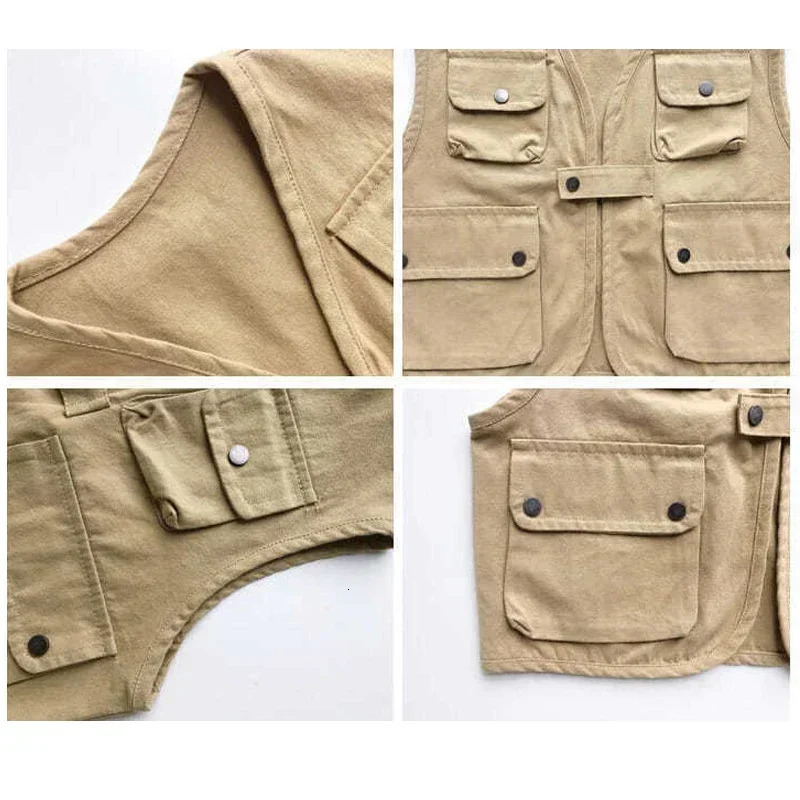 Spring Summer Boys Sleeveless Thin Jacket Coat Outdoor Cotton Vest Multi Pocket Tank Top Boys Outfit Children Clothes 250624
