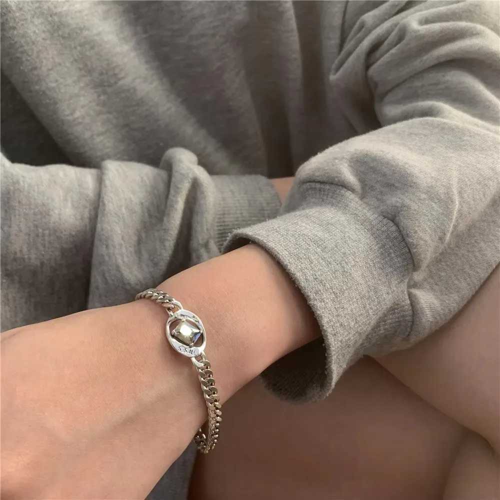 Silver Color Zircon Irregular Geometric Hollow Out Chain Bracelet For Women Daily Gatherings Fashion Jewelry Gifts X250625