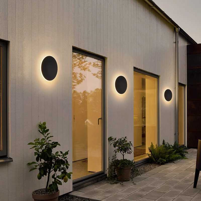 LED Lighting Modern Simple Circular Wall Light With Touch Sensor Outdoor Waterproof IP65 Bedroom Porch Entrance Stairs 85-265V XJ250624