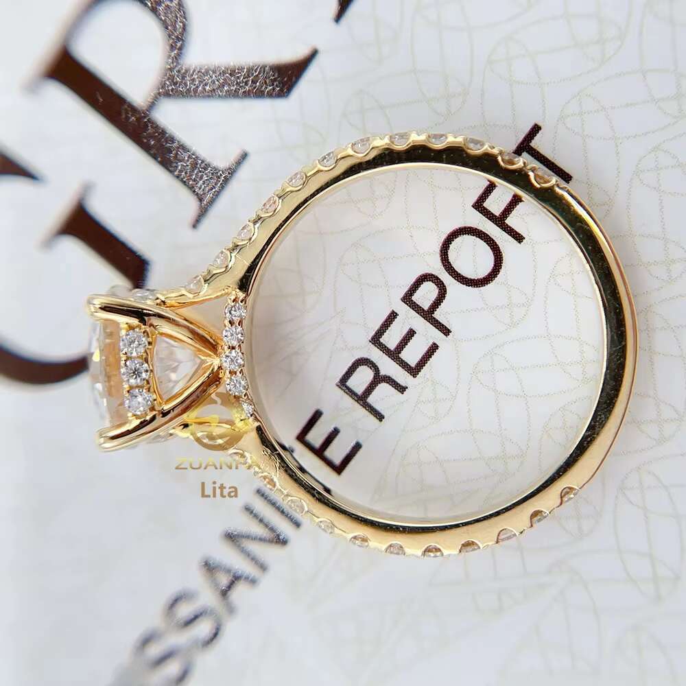 Luxury Unique Basket Set GRA Certificated Vvs 8.0mm Moissanite 14k Gold Woman Engagement Rings