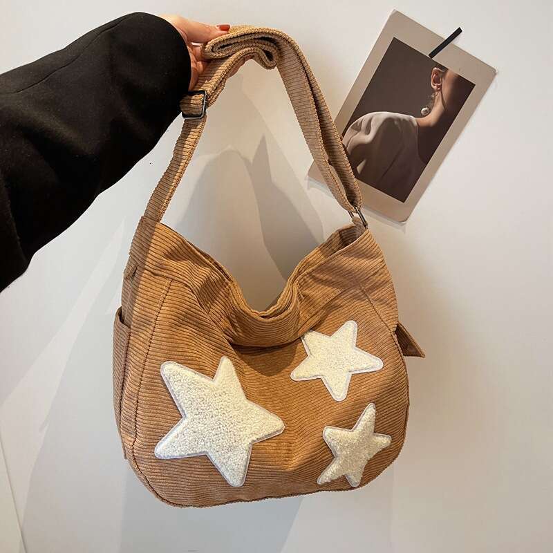 Corduroy Star for Women Summer Large Capacity Casual Crossbody 2025 New Versatile High-end Canvas Bag